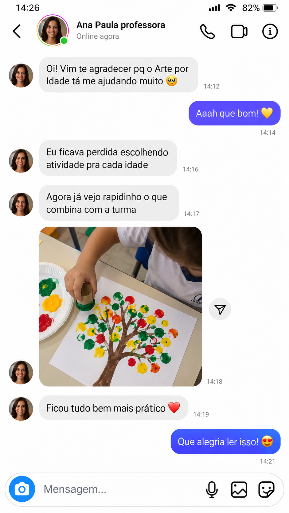 Conversa ilustrativa 3 sobre o Arte por Idade, enviada para a página.