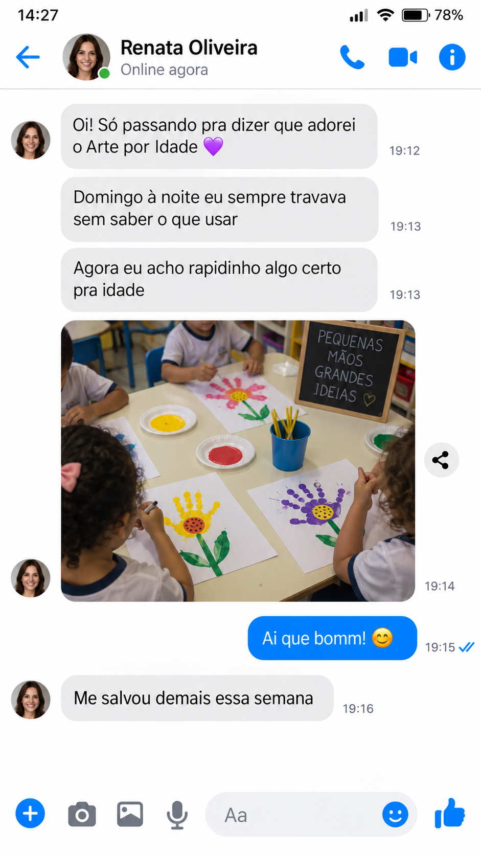 Conversa ilustrativa 2 sobre o Arte por Idade, enviada para a página.
